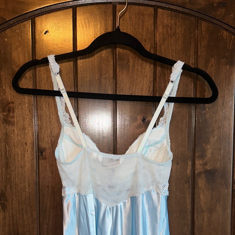Victoria's Secret Light Blue Satin Chemise with Lace - Picture 7 of 7